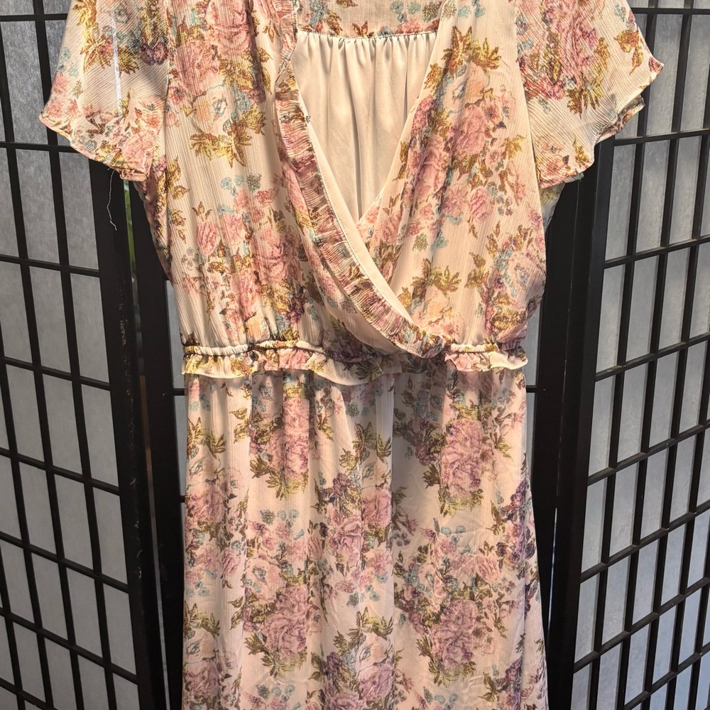 LC Lauren Conrad Floral Dress - Pink and Cream